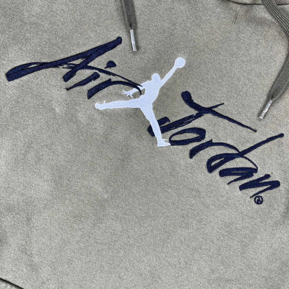 Jordan Hoodie Mens Medium Green Air Jordan Jumpman Script Pullover Sweatshirt